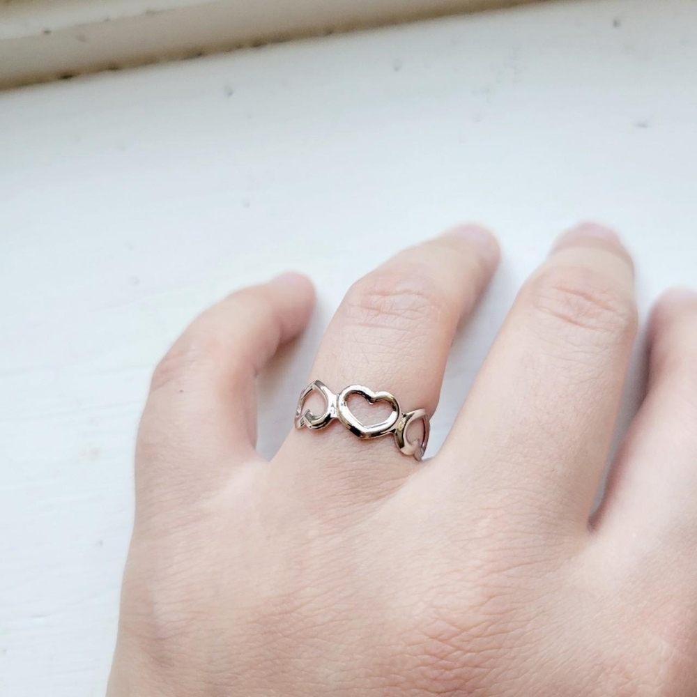 Classic Dainty Silver Heart Ring Band & Toe Rings